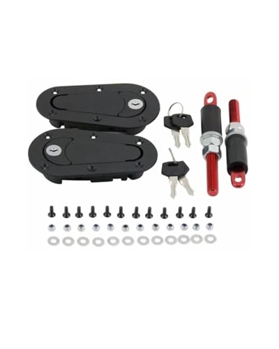 Motorhaubenschloss D1-SPEC Racing Auto Modifizierte Motorhaube Verstecktes Haubenschloss Schwarz Universal Haubenschloss(Black with Lock) von UUIUYGH