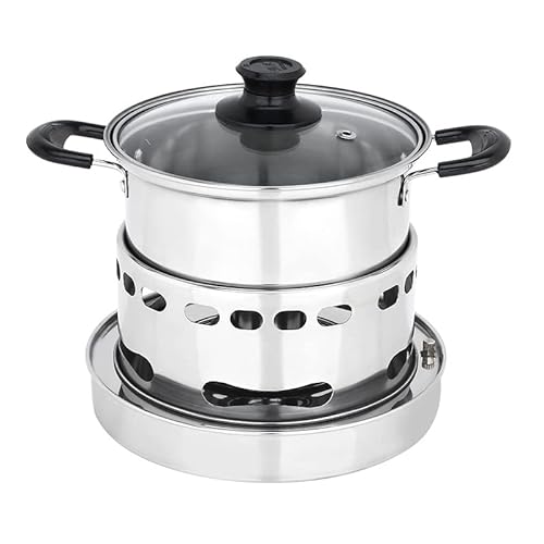 Spirituskocher Innenraum Mit Topf Campingkocher, Camping-Spiritus Kocher Für Draussen Picknick Feuerkessel Kein Strombedarf Im Wilden Kleinen Topf Kann Zum Camping Verwendet Werden (20cm) von UUIVIRS