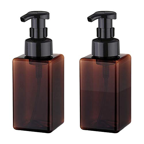 UUJOLY Schaumseifenspender, 450 ml, nachfüllbare Pumpflasche für Flüssigseife, Shampoo, Duschgel (2 Stück) (braun) von UUJOLY