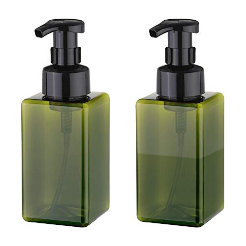 UUJOLY Schaumseifenspender, 450 ml, nachfüllbare Pumpflasche, Kunststoff für Flüssigseife, Shampoo, Duschgel (2 Stück) (grün) von UUJOLY