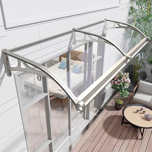Vordach Für Haustür,Polycarbonat Bogenvordach für Balkon Fenster,Mit Beidseitiger Abfluss Regenrinne,Aluminium Haustürdach Überdachung Türdach Pultbogenvordach,FüR Terrasse Garten HauseingangTraufe von UULBDCD