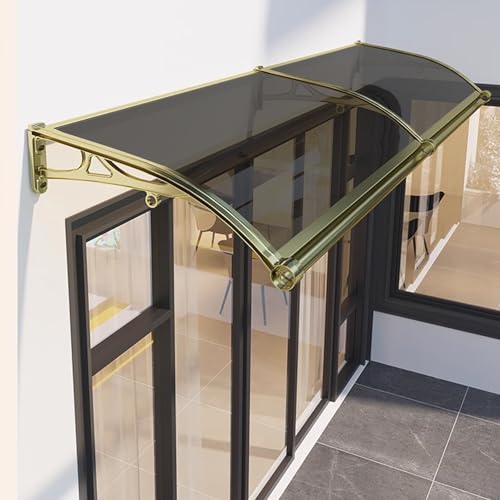 Vordach Für Haustür,Polycarbonat Bogenvordach für Balkon Fenster,Mit Beidseitiger Abfluss Regenrinne,Aluminium Haustürdach Überdachung Türdach Pultbogenvordach,FüR Terrasse Garten HauseingangTraufe von UULBDCD