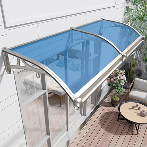 Vordach Für Haustür,Polycarbonat Bogenvordach für Balkon Fenster,Mit Beidseitiger Abfluss Regenrinne,Aluminium Haustürdach Überdachung Türdach Pultbogenvordach,FüR Terrasse Garten HauseingangTraufe von UULBDCD