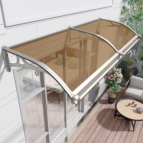 Vordach Für Haustür,Polycarbonat Bogenvordach für Balkon Fenster,Mit Beidseitiger Abfluss Regenrinne,Aluminium Haustürdach Überdachung Türdach Pultbogenvordach,FüR Terrasse Garten HauseingangTraufe von UULBDCD