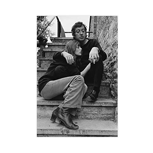 UUYY Serge Gainsbourg und Jane Birkin 12 Leinwand-Poster, Schlafzimmerdekoration, Sport-Landschaft, Büro, Raumdekoration, Geschenkrahmen: 40 x 60 cm von UUYY