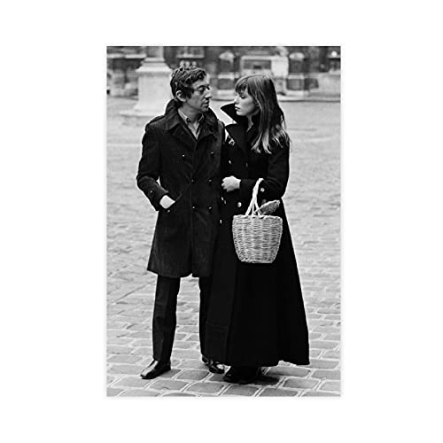 UUYY Serge Gainsbourg und Jane Birkin 23 Leinwandposter Wandkunst Dekor Druck Bild Gemälde für Wohnzimmer Schlafzimmer Dekoration Rahmen: 30 x 45 cm von UUYY