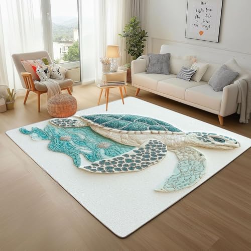 UUZEAI 3D Meeres Schildkröte Deko, Kurzflor Kinderteppich für Jungen und Mädchen Ozean Tier Muster, Weich rutschfest Waschbare Teppich für Wohnzimmer Schlafzimmer 90x120cm UUZEAI 3D Meeres Schildkröte Deko, Kurzflor Kinderteppich für Jungen und Mädchen Ozean Tier Muster, Weich rutschfest Waschbare Teppich für Wohnzimmer Schlafzimmer 90x120cm von UUZEAI