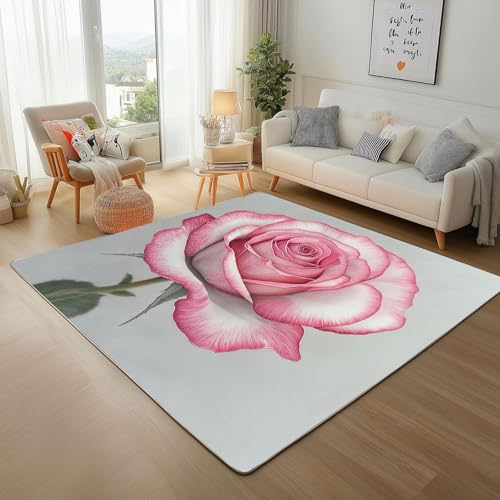 UUZEAI 3D Rosen Teppiche Wohnzimmer, Romantische Rosa Blumen Kurzflor Teppich für Mädchen Schlafzimmer Dekor, Modern Weich rutschfest Waschbarer Teppiche für Wohnheim Badezimmer 120x180cm UUZEAI 3D Rosen Teppiche Wohnzimmer, Romantische Rosa Blumen Kurzflor Teppich für Mädchen Schlafzimmer Dekor, Modern Weich rutschfest Waschbarer Teppiche für Wohnheim Badezimmer 120x180cm von UUZEAI