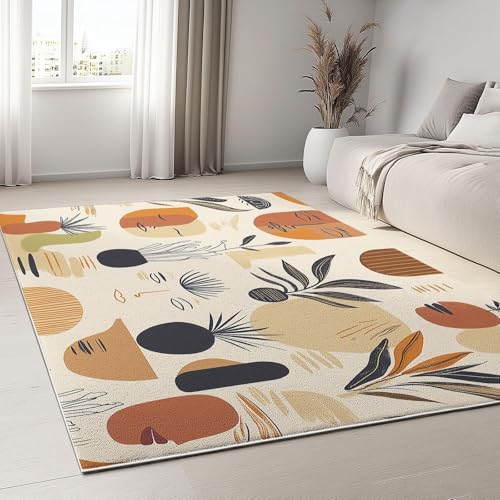 UUZEAI Abstrakte Kunst Innen Deko Teppich für Wohnzimmer Schlafzimmer und Büro Moderne Geometrische Rutschfester Waschbar Kurzflor Teppiche Faltbare Weich Kinderteppich 100x160cm von UUZEAI