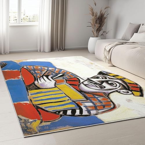 UUZEAI Abstrakte Kunst Teppich Wohnzimmer Bunt Klassisches Personen Statue Moderne Schlafzimmer Teppiche für Wohnästhetik Dekor Kurzflor Waschbarer rutschfeste Fußmatte 40x120cm von UUZEAI