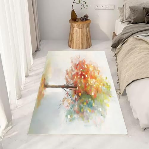 UUZEAI Abstrakter Teppich mit Ölgemälde-Baummotiv, ästhetischer, bunter Blätter-Schlafzimmerteppich, rutschfest, waschbar, für Wohnzimmer, Heimdekoration (180 x 270 cm) von UUZEAI