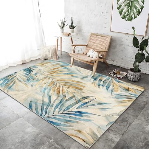 UUZEAI Aquarell Palmen Blatt Teppich, Retro-Tropenpflanze Waschbarer Teppiche Schlafzimmer, Weicher Kurzflor rutschfeste Teppich für Wohnzimmer, Badezimmer, Küche 50x80cm UUZEAI Aquarell Palmen Blatt Teppich, Retro-Tropenpflanze Waschbarer Teppiche Schlafzimmer, Weicher Kurzflor rutschfeste Teppich für Wohnzimmer, Badezimmer, Küche 50x80cm von UUZEAI