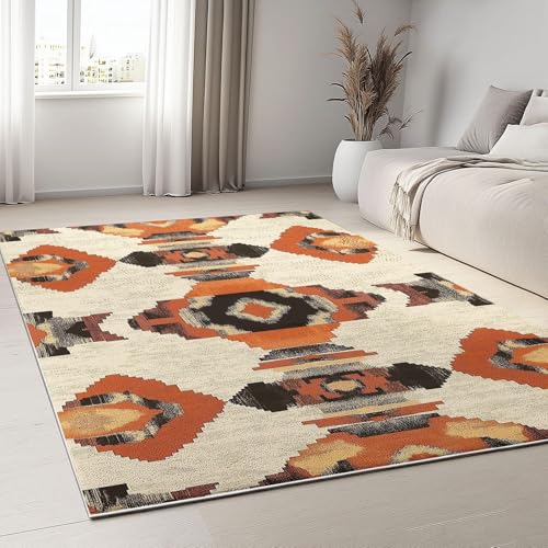 UUZEAI Aztec Navajo Teppich Wohnzimmer Waschbar, Southwestern Vintage Ethnischer Abstrakte Geometrie Kurzflor Teppiche Weich rutschfeste, für Schlafzimmer Esszimmer Flur Deko 80x150cm von UUZEAI