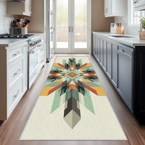 UUZEAI Azteken Tribal Teppich Läufer Flur rutschfest Waschbar Küchenläufer Geometrisch, Südwestlich Indianer Weich Kurzflor Teppich für Schlafzimmer Bettvorleger Mintgrün Braun 240x330cm UUZEAI Azteken Tribal Teppich Läufer Flur rutschfest Waschbar Küchenläufer Geometrisch, Südwestlich Indianer Weich Kurzflor Teppich für Schlafzimmer Bettvorleger Mintgrün Braun 240x330cm von UUZEAI