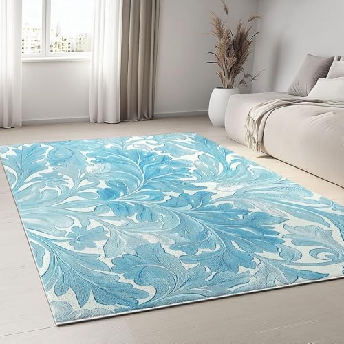 UUZEAI Blau Retro Blumen Blätter Muster Kurzflor Teppich Wohnzimmer Deko William Morris-Stil Weich Rutschfester Teppich Waschbarer, für Schlafzimmer, Esszimmer, Küchen 120x160cm UUZEAI Blau Retro Blumen Blätter Muster Kurzflor Teppich Wohnzimmer Deko William Morris-Stil Weich Rutschfester Teppich Waschbarer, für Schlafzimmer, Esszimmer, Küchen 120x160cm von UUZEAI