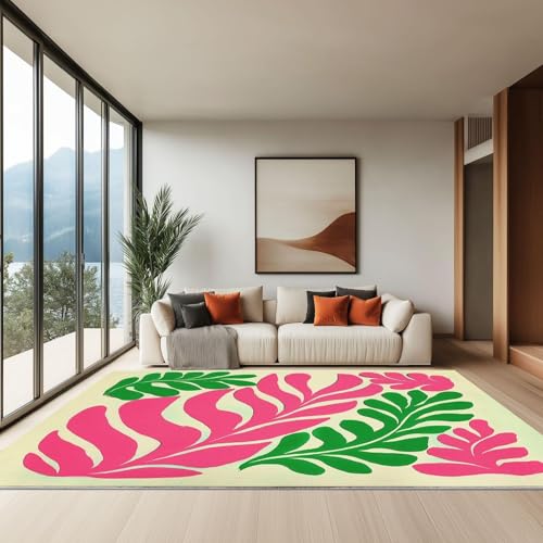 UUZEAI Böhmische Teppich Wohnzimmer Waschbar Grün und Rosa Pflanzen Blattmuster rutschfest Dünner Teppich Moderne für Flur Schlafzimmer Kinderzimmer Küche 90x160cm UUZEAI Böhmische Teppich Wohnzimmer Waschbar Grün und Rosa Pflanzen Blattmuster rutschfest Dünner Teppich Moderne für Flur Schlafzimmer Kinderzimmer Küche 90x160cm von UUZEAI