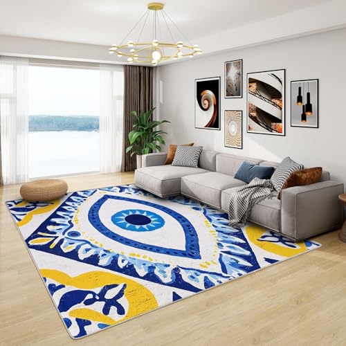UUZEAI Böser Blick Muster Wohnzimmerteppich Abstrakt, Kreativer Boho, Weich Kurzflor Waschbar rutschfest Bodenteppich für Schlafzimmer, Kinderzimmer, Küche 80x120cm UUZEAI Böser Blick Muster Wohnzimmerteppich Abstrakt, Kreativer Boho, Weich Kurzflor Waschbar rutschfest Bodenteppich für Schlafzimmer, Kinderzimmer, Küche 80x120cm von UUZEAI