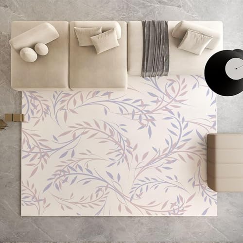 UUZEAI Boho-Teppich, waschbar, für Wohnzimmer, einfache Weidenblätter, rutschfest, für den Innenbereich, für Schlafzimmer, Küche, Bodenmatte, dünn (160 x 230 cm) von UUZEAI