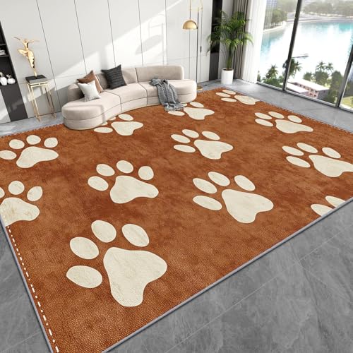 UUZEAI Hundepfotendrücke Teppich Kinderzimmer Dekor, Groß Teppiche Lustige Tier Katzenpfoten, Braun Kurzflor Teppich Weich rutschfest Waschbare Teppiche für Wohnzimmer Schlafzimmer 90x120cm UUZEAI Hundepfotendrücke Teppich Kinderzimmer Dekor, Groß Teppiche Lustige Tier Katzenpfoten, Braun Kurzflor Teppich Weich rutschfest Waschbare Teppiche für Wohnzimmer Schlafzimmer 90x120cm von UUZEAI