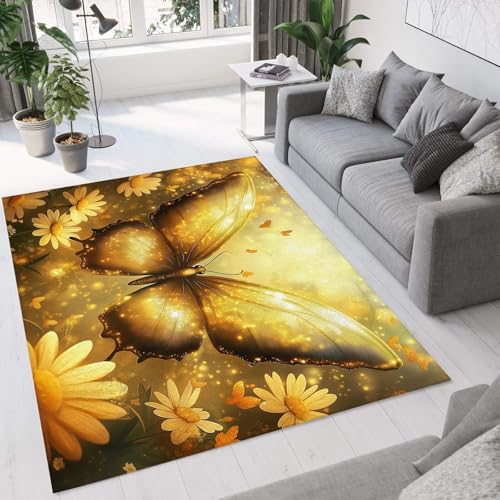 UUZEAI Kinderteppiche 3D Abstrakter Schmetterling Blume Muster Teppich für Jungen Mädchen Schlafzimmer Teppich Moderner Weich Rutschfester Teppiche für Küche Badezimmer Waschbar Fußmatte 180x240cm von UUZEAI