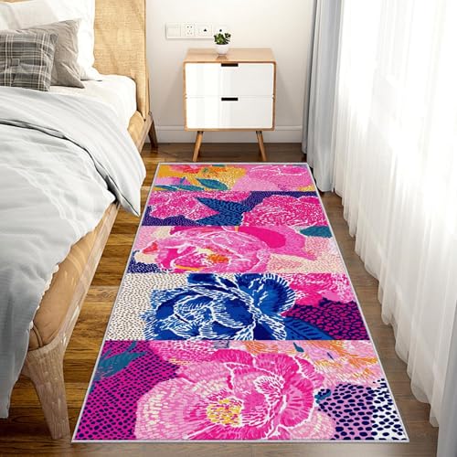 UUZEAI Küche Teppichläufer Flur rutschfest Waschbar Kurzflor Vintage Patchwork Blumen Aquarell Art Stil Deko Teppich für Schlafzimmer Bettvorleger Waschküche Badezimmer 100x140cm UUZEAI Küche Teppichläufer Flur rutschfest Waschbar Kurzflor Vintage Patchwork Blumen Aquarell Art Stil Deko Teppich für Schlafzimmer Bettvorleger Waschküche Badezimmer 100x140cm von UUZEAI