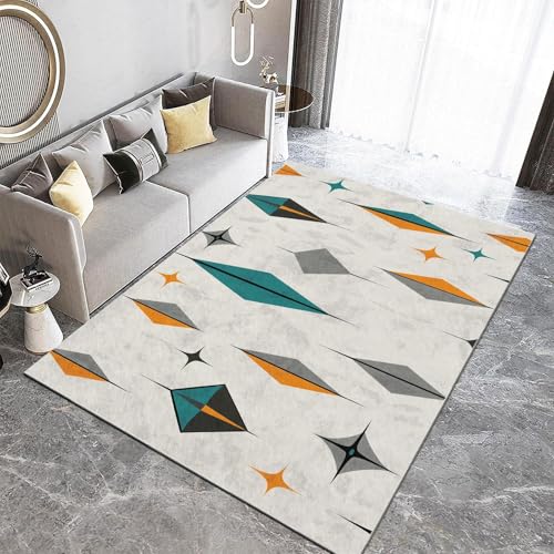 UUZEAI Kurzflor Teppich Geometrisch Diamanten Sterne Mädchen Jungen Modern Weich rutschfest Waschbar Teppiche für Wohnzimmer Schlafzimmer Esszimmer Dekor, Grau(120x240cm) von UUZEAI