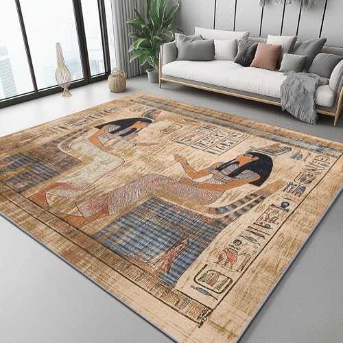 UUZEAI Kurzflor Teppich Retro Ägyptischer Kultur, Frau Text Bedruckte Modern rutschfest Wohnzimmer Teppich Groß Waschbar Weich für Schlafzimmer Heimdekoration 180x280cm UUZEAI Kurzflor Teppich Retro Ägyptischer Kultur, Frau Text Bedruckte Modern rutschfest Wohnzimmer Teppich Groß Waschbar Weich für Schlafzimmer Heimdekoration 180x280cm von UUZEAI