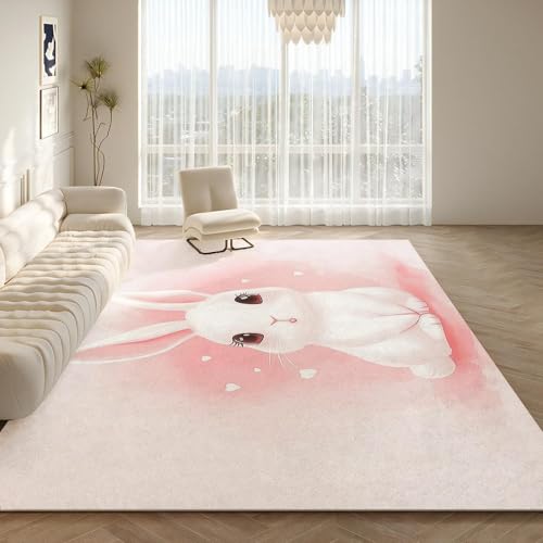 UUZEAI Kurzflor Teppich Schlafzimmer Rosa Mädchen Cartoon-Tier Niedlich Kaninchen Weich rutschfest Waschbare Teppiche für Dekoration Wohnzimmer Kinderzimmer Spielzimmer 240x330cm UUZEAI Kurzflor Teppich Schlafzimmer Rosa Mädchen Cartoon-Tier Niedlich Kaninchen Weich rutschfest Waschbare Teppiche für Dekoration Wohnzimmer Kinderzimmer Spielzimmer 240x330cm von UUZEAI