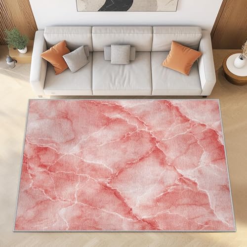 UUZEAI Marmor Dekor, Teppich Wohnzimmer Modern Abstrakter Kunst, Mädchen Rosa Marmorierung Teppich Schlafzimmer, Weich rutschfest Waschbar Teppiche für Büro Esszimmer Badematte 150x250cm UUZEAI Marmor Dekor, Teppich Wohnzimmer Modern Abstrakter Kunst, Mädchen Rosa Marmorierung Teppich Schlafzimmer, Weich rutschfest Waschbar Teppiche für Büro Esszimmer Badematte 150x250cm von UUZEAI