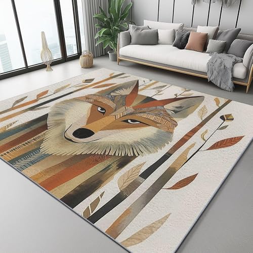 UUZEAI Minimalistische Teppich Wohnzimmer Waldtier Wolfmotiv Weich Kurzflor Waschbar rutschfest Teppich Mid-Century Modern für Schlafzimmer, Esszimmer, Büro Dekor 50x80cm UUZEAI Minimalistische Teppich Wohnzimmer Waldtier Wolfmotiv Weich Kurzflor Waschbar rutschfest Teppich Mid-Century Modern für Schlafzimmer, Esszimmer, Büro Dekor 50x80cm von UUZEAI
