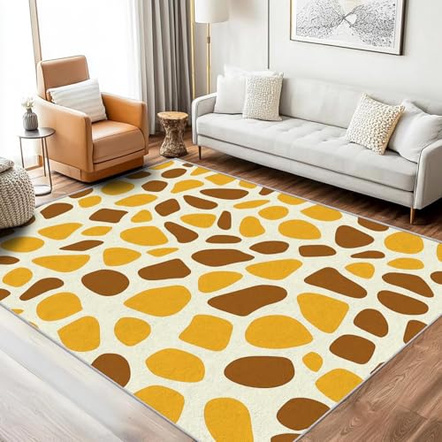 UUZEAI Modern Teppich Wohnzimmer, Unregelmäßige Geometrisch Muster, Gelb Braun Gekritzel Teppich Kinderzimmer Deko, Weich rutschfest Waschbare Teppiche, Bettvorleger Schlafzimmer 140x200cm UUZEAI Modern Teppich Wohnzimmer, Unregelmäßige Geometrisch Muster, Gelb Braun Gekritzel Teppich Kinderzimmer Deko, Weich rutschfest Waschbare Teppiche, Bettvorleger Schlafzimmer 140x200cm von UUZEAI