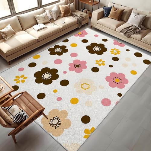 UUZEAI Modern Teppiche Wohnzimmer, Süße Blumenmotiv, Weich rutschfest Waschbare Teppich für Kinderzimmer, Schlafzimmer Bettvorleger Kurzflor Innen Fußmatte 150x250cm UUZEAI Modern Teppiche Wohnzimmer, Süße Blumenmotiv, Weich rutschfest Waschbare Teppich für Kinderzimmer, Schlafzimmer Bettvorleger Kurzflor Innen Fußmatte 150x250cm von UUZEAI