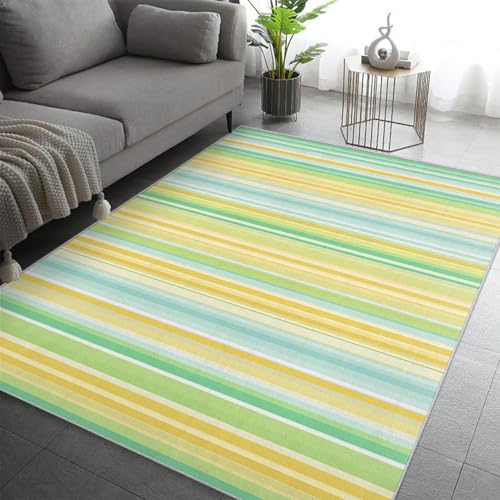 UUZEAI Moderner, gestreifter, minimalistischer Teppich mit Farbverlauf, Ombre, kurzer Flor, rechteckiger Teppich für Wohnzimmer und Schlafzimmer, waschbar, rutschfest (60 x 180 cm) von UUZEAI