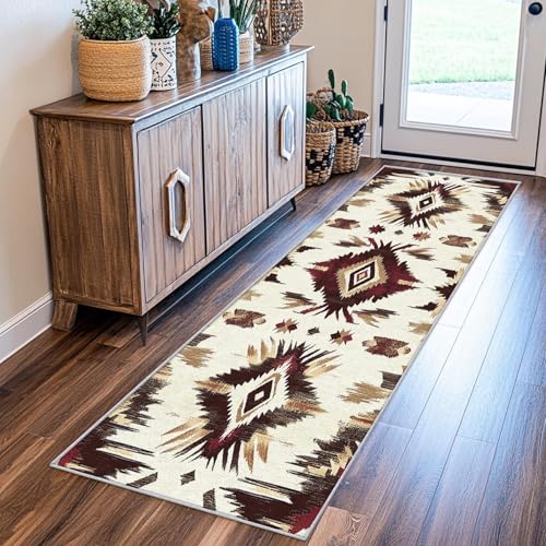 UUZEAI Navajo Ethnisch Geometrisch Teppiche Weich rutschfest Flurläufer South West Indianer Azteken Waschbar Teppich für Küchen Korridor Eingangs 80x140cm von UUZEAI