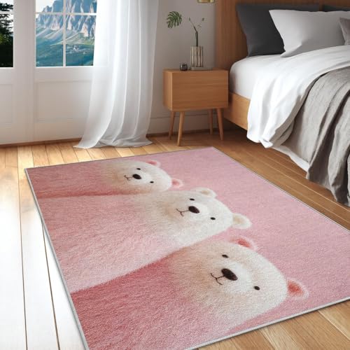 UUZEAI Niedlich Bären Teppiche Kinderzimmer, Teppich Wohnzimmer Cartoon Tiere, Teppich Schlafzimmer Mädchen Kurzflor Rosa, Weich rutschfest Waschbar Fussmatte Innen 180x280cm UUZEAI Niedlich Bären Teppiche Kinderzimmer, Teppich Wohnzimmer Cartoon Tiere, Teppich Schlafzimmer Mädchen Kurzflor Rosa, Weich rutschfest Waschbar Fussmatte Innen 180x280cm von UUZEAI