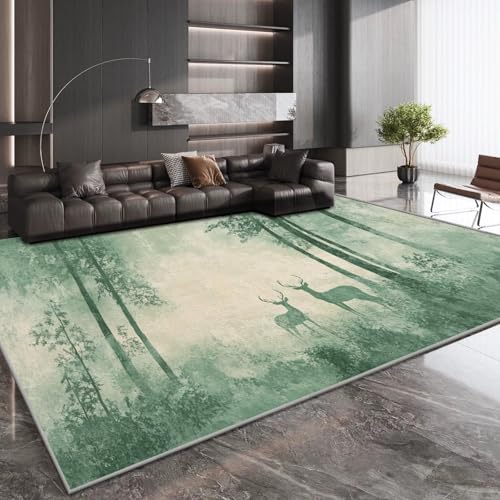 UUZEAI Schlafzimmer Teppich Grün Waldtiere Landschaft Aquarellmalerei Teppiche für Dekor Wohnzimmer Teppiche rutschfest Waschbarer Flur Läufer Weich Kurzflor Fußmatte 200x290cm UUZEAI Schlafzimmer Teppich Grün Waldtiere Landschaft Aquarellmalerei Teppiche für Dekor Wohnzimmer Teppiche rutschfest Waschbarer Flur Läufer Weich Kurzflor Fußmatte 200x290cm von UUZEAI