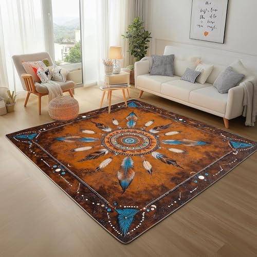 UUZEAI Southwestern Azteken Vintage Rustikal Teppich rutschfest für Wohnzimmer, Exotisch Boho Stammes Feder Waschbarer Teppiche für Schlafzimmer, Esszimmer 60x130cm UUZEAI Southwestern Azteken Vintage Rustikal Teppich rutschfest für Wohnzimmer, Exotisch Boho Stammes Feder Waschbarer Teppiche für Schlafzimmer, Esszimmer 60x130cm von UUZEAI
