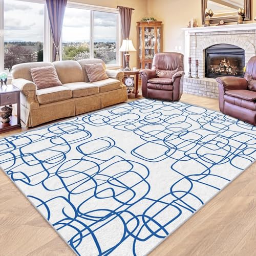 UUZEAI Teppich Waschbar Wohnzimmer Moderner Abstrakter Linien Design Minimalismus Weich Kurzflor rutschfest Bodenteppich für Esszimmer Schlafzimmer Spielzimmer(60x120cm) von UUZEAI