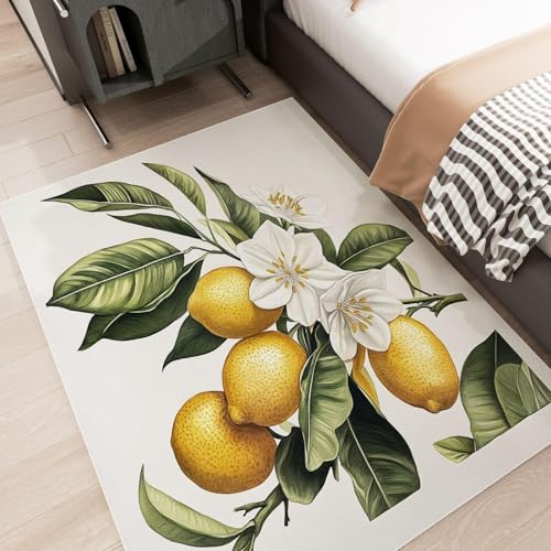 UUZEAI Tropisch Obst Teppiche Wohnzimmer Gelb Zitrone Blumen Blätter, Modern Weich Kurzflor Teppiche für Kinderzimmer Schlafzimmer, Waschbar rutschfest Kücheteppich 50x80cm UUZEAI Tropisch Obst Teppiche Wohnzimmer Gelb Zitrone Blumen Blätter, Modern Weich Kurzflor Teppiche für Kinderzimmer Schlafzimmer, Waschbar rutschfest Kücheteppich 50x80cm von UUZEAI