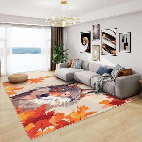UUZEAI Waldtiere Teppiche Wohnzimmer Schlafzimmer, 3D Wolf Teppich Kurzflor Weich Waschbar Teppich für Kinderzimmer, Spielzimmer, rutschfest Fussmatte Innen 120x160cm UUZEAI Waldtiere Teppiche Wohnzimmer Schlafzimmer, 3D Wolf Teppich Kurzflor Weich Waschbar Teppich für Kinderzimmer, Spielzimmer, rutschfest Fussmatte Innen 120x160cm von UUZEAI