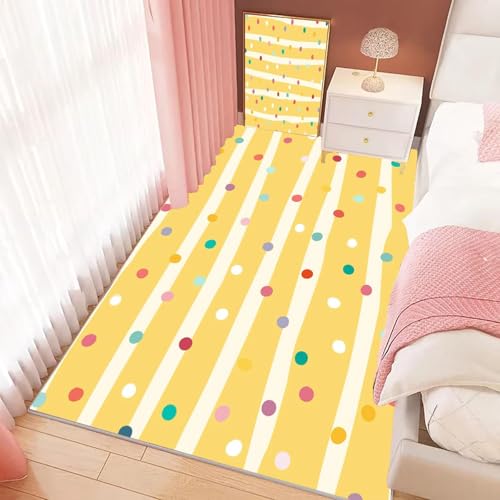 UUZEAI Waschbarer Teppich Wohnzimmer Bunte Punkte Weiß Streifen Design Weich Kurzflor rutschfest Kinderteppich Moderner, für Schlafzimmer, Kinderzimmer Jungen Mädchen, Gelb 200x200cm UUZEAI Waschbarer Teppich Wohnzimmer Bunte Punkte Weiß Streifen Design Weich Kurzflor rutschfest Kinderteppich Moderner, für Schlafzimmer, Kinderzimmer Jungen Mädchen, Gelb 200x200cm von UUZEAI