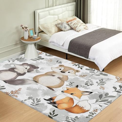 UUZEAI Weich Kinderzimmer Teppich Cartoon Waldtiere Fuchs rutschfest Waschbar Kurzflor Teppich für Wohnzimmer Schlafzimmer für Jungen Mädchen 240x330cm UUZEAI Weich Kinderzimmer Teppich Cartoon Waldtiere Fuchs rutschfest Waschbar Kurzflor Teppich für Wohnzimmer Schlafzimmer für Jungen Mädchen 240x330cm von UUZEAI