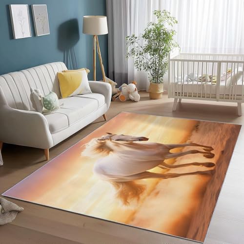 UUZEAI Weiß Pferd Druck Teppich Kurzflor Wohnzimmer 3D Wüste Tier Muster Modernes Teppich Waschbarer Weiche rutschfeste für Schlafzimmer Kinderzimmer Küche Eingangs 80x160cm UUZEAI Weiß Pferd Druck Teppich Kurzflor Wohnzimmer 3D Wüste Tier Muster Modernes Teppich Waschbarer Weiche rutschfeste für Schlafzimmer Kinderzimmer Küche Eingangs 80x160cm von UUZEAI