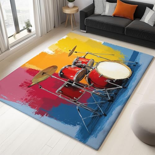 UUZEAI rutschfest Waschbarer Teppich Abstrakt Graffiti Schlagzeug Weich Kurzflor Heimdekorative Teppiche Moderne für Wohnzimmer, Schlafzimmer, Musik Studio, Rot Gelb Blau 180x240cm UUZEAI rutschfest Waschbarer Teppich Abstrakt Graffiti Schlagzeug Weich Kurzflor Heimdekorative Teppiche Moderne für Wohnzimmer, Schlafzimmer, Musik Studio, Rot Gelb Blau 180x240cm von UUZEAI