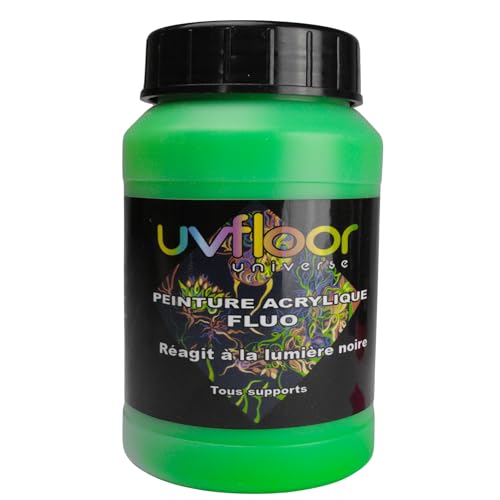 UV Floor - Acrylfarbe - Spezial Schwarzlicht Und Ultraviolett - Knallig - Fließend Und Hochpigmentiert - Neonfarben - Neongrün - 250ml von UV Floor