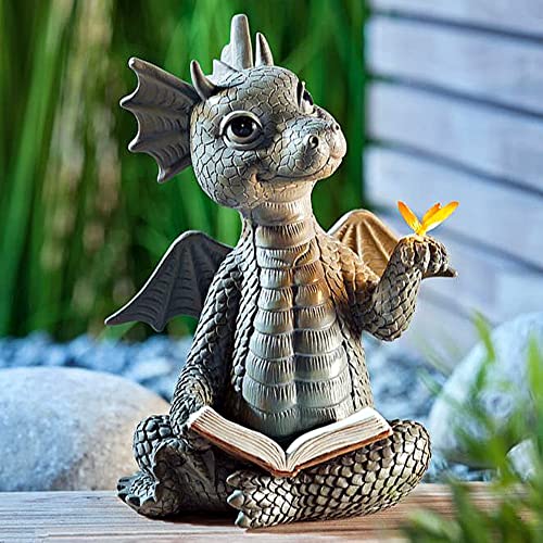 UVAN ART Dekofigur Drachen Gartenfigur Handarbeit Deko Ornament Wetterfest Garten Drachen Drachen Skulptur Indoor Outdoor von UVAN ART