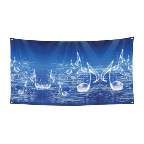 Blaue Musiknoten-Druck Halloween hängende Banner Dekorationen, Partyzubehör für Familientreffen, passend für Boote, Gärten von UVBDF