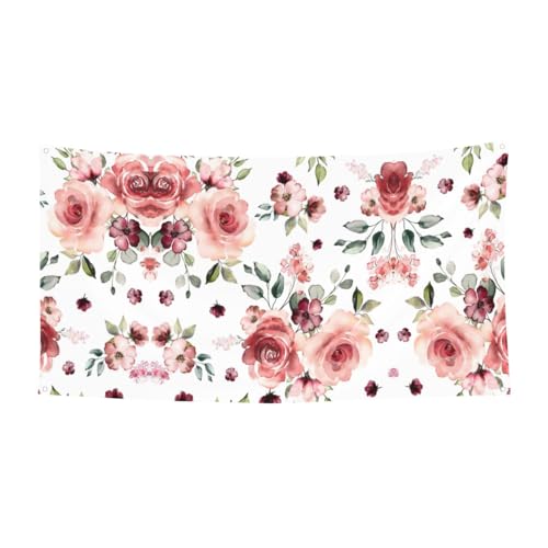 Blühende Rose Blumen Druck Halloween hängende Banner Dekorationen Partyzubehör für Familientreffen, passend für Boote, Gärten von UVBDF