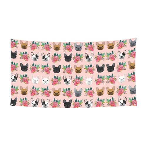 Blumen-Bulldogge Druck Halloween hängende Banner Dekorationen Partyzubehör für Familientreffen, passend für Boote, Gärten Blumen-Bulldogge Druck Halloween hängende Banner Dekorationen Partyzubehör für Familientreffen, passend für Boote, Gärten von UVBDF