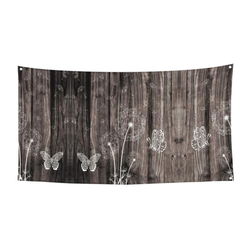 Blumen- und Schmetterlings-Holz-Panel-Druck, Halloween-hängende Banner, Dekorationen, Partyzubehör für Familientreffen, passend für Boote, Gärten von UVBDF